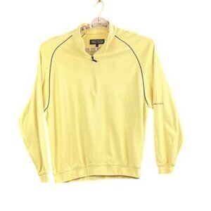 Pebble Beach Mens Large Sweatshirt Yellow 1/4 Zip Mock Neck Golf Pullover Casual